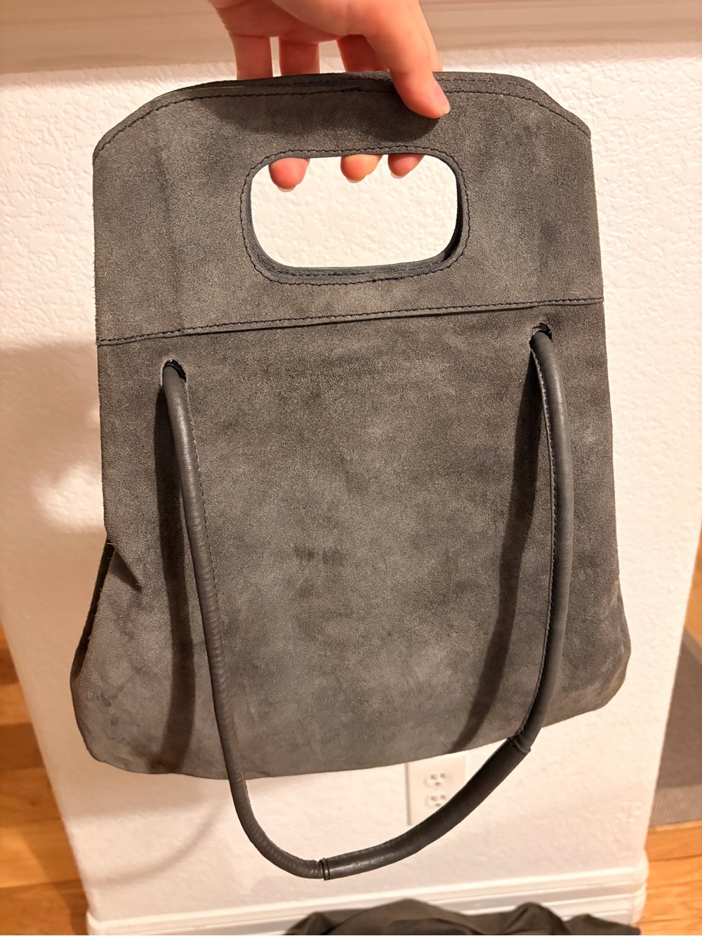 Free People Rosetta Top Handle Shoulder Bag in Gray Suede